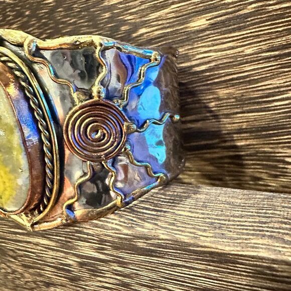 BumbleBee Jasper Adjustable Cuff Bracelet with Mixed Metals - Gift Box Included - Picture 12 of 12